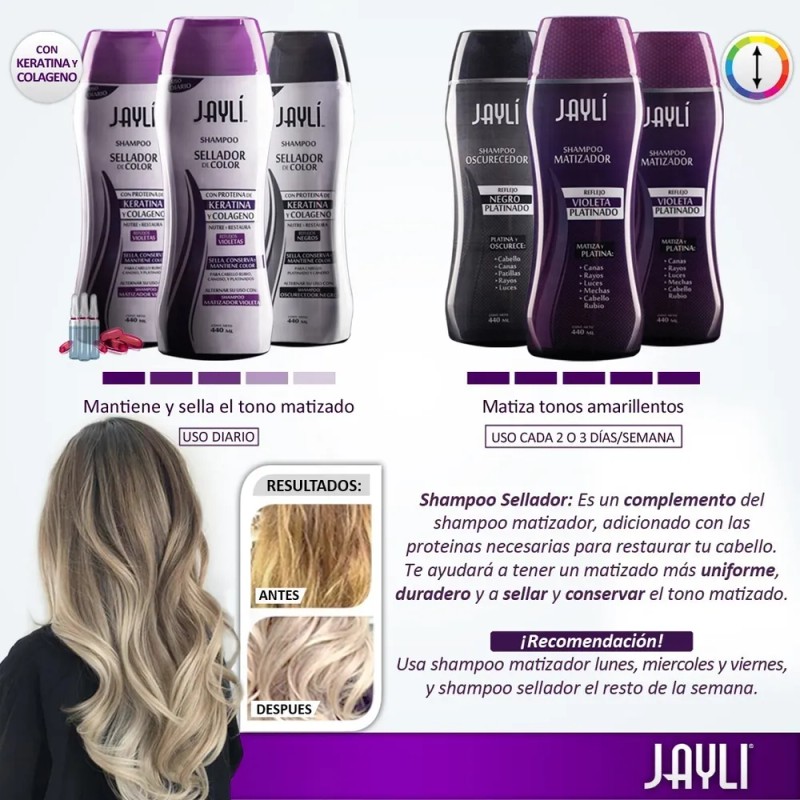 Shampoo Matizador + Acond Negro (3 Pack) Sin Sulfatos /