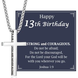 OAVOOK Birthday Gifts for 13th Teen Boys 13 Year Old Boys Cross Necklaces Christian Gifts for Son, Grandson, Nephew, Brother