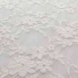 58" Wide White Giselle Stretch Floral Lace Fabric Soft 4 Way Stretch Poly Spandex - Sold by The Yard