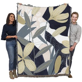 Pure Country Weavers Flores Noche Blanket by Grace Popp - Garden Floral Gift Tapestry Throw Woven from Cotton - Made in The USA (72x54)