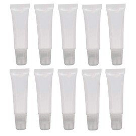 10Pcs Empty Clear Plastic Tubes - Mini Empty Refillable Soft Squeezable Cosmetic Containers Tubes Jars For Storing DIY Lip Balm Lip Gloss Sample With Inner Plug size 10ML