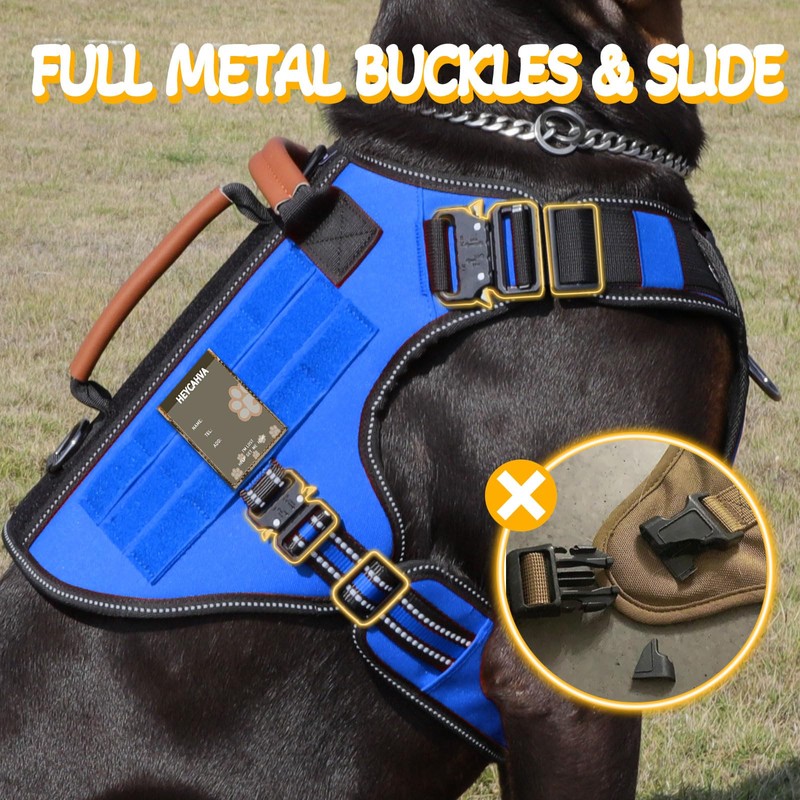 Service Dog Vest - HEYCAHVA Tactical Dog Harness Full Metal