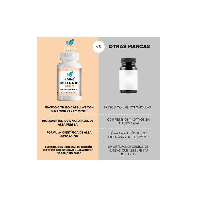 Hongo Melena De León 240 Cápsulas Lions Mane Mushroom Supplement,
