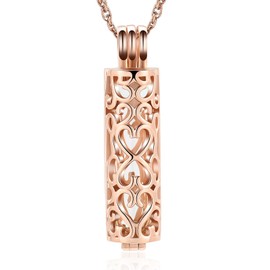 Cremation Jewellery Urn Necklace for Ashes Pendant with Hollow Glass Vial Cylinder Cremation Keepsake Memorial Lockets Ash Holder for Women Men Pet, Stainless Steel, No gemstone.