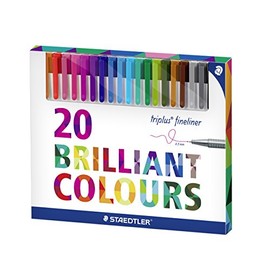 Staedtler Triplus Fineliner 334 C20 Assorted Colour Set of 20 Pens with Ergonomic Triangular Barrel, for Writing, Drawing and Sketching