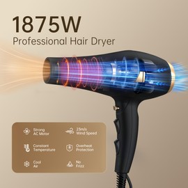 Hair Dryer Professional Hairdryer - Ionic Blow Dryer 5X Fast Drying