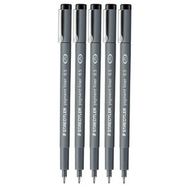 Staedtler 0.5 mm Pigment Liner Fineliner Sketching Drawing Drafting Pens Pack of 5