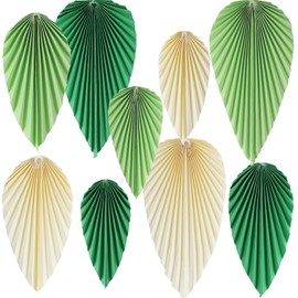 Easy Joy Paper Fans Set of 9 Paper Leaves Hanging Paper Fan Garland Decoration Green for Birthday Wedding Graduation Children Party