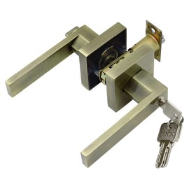 Hardbase Hardware Door Knob with Key Indoor Bathroom Lever Handle YQ-ET3 (Square Bronze ET003-3 Key)