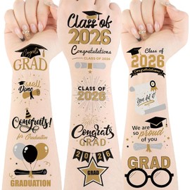Fovths 144 Tatuajes Temporales de Graduación 2025. Pegatinas de Tatuajes de Graduación. Artículos para Fiestas. Decoraciones para Fiestas de Graduación. Regalos para Estudiantes Universitarios(Chicas