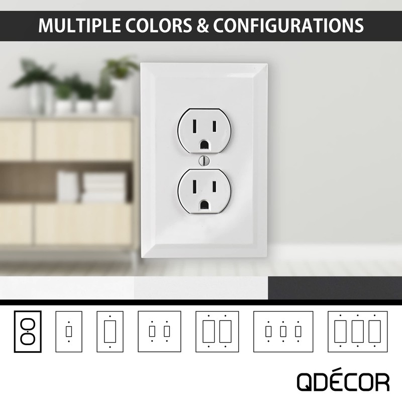 Questech Decor Single Duplex Electrical Outlet Cover Wall Plate, 1-Gang