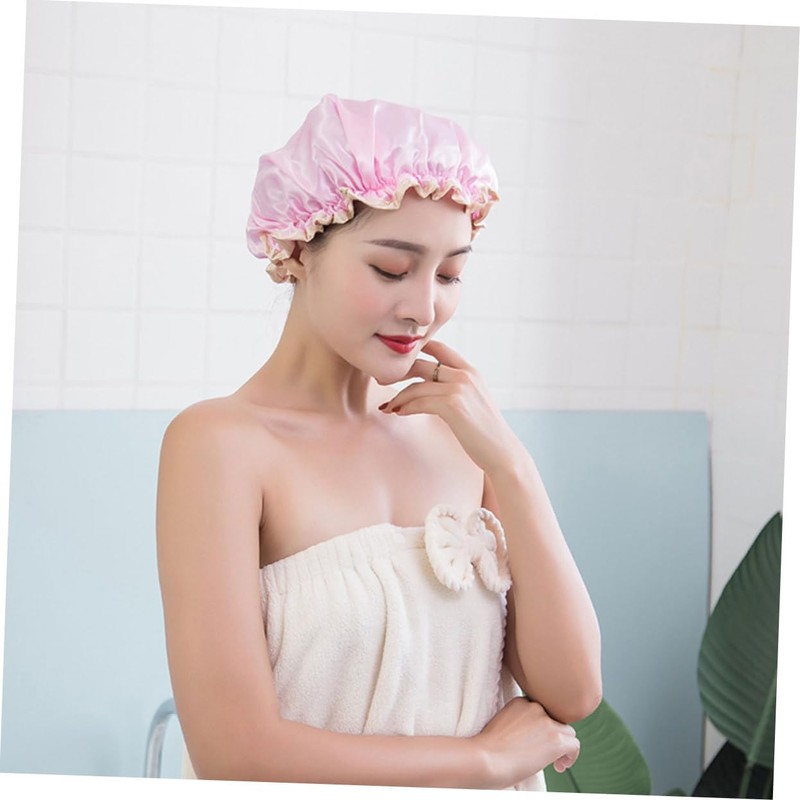 Outanaya 5pcs Grey Waterproof Shower Cap Thicken Bathing Hat Safe