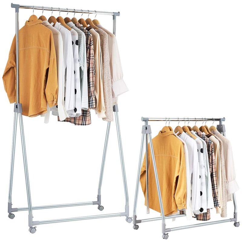 Tangkula Extendable Garment Rack, Heavy Duty Foldable Clothes Rack with