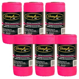 Stringliner 35709 Mason’s Line Replacement Rolls – 1 Lb. #18 Construction Replacement Roll Twisted FL Pink 1080'. (6 Pack)