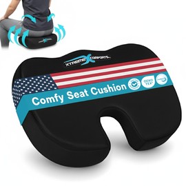 Xtreme Comforts Seat Cushions | Office Chair Cushions for Desk, Car, Wheelchair| Ergonomic Memory Foam Seat Cushion for Support & Comfort | Helps Improve Sitting Posture for Work & Body Relief