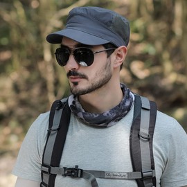 Pyrafox Men's Waterproof Army Cap M-XXL Large Head Military Hat, gray