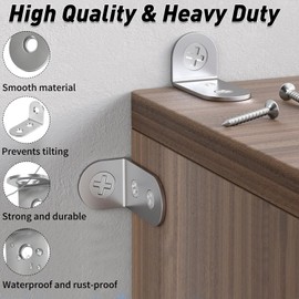 24Pcs Anti-Tip Furniture Anchors for Baby Proofing Secure Stainless Steel Wardrobe Wall Safety fixings Wall Anchor Furniture Wall Anchor for Baby Proofing Pet Protecting Cabinet Secure Bookshelf