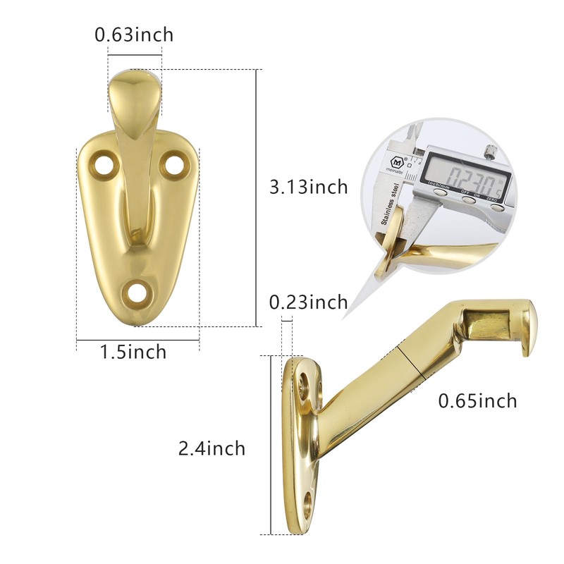 HOME MASTER HARDWARE Heavy Duty Handrail Stair Brackets Brass Staircase