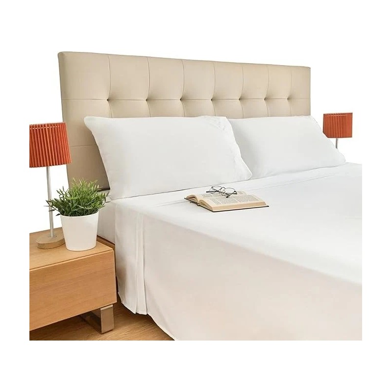 Henza.Q White Queen Sheets Set - 4 PC Hotel Luxury