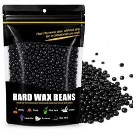 1KG Hard Wax Beads | Gentle Hair Removal Wax Beans for Full Body | Brazilian Bikini Face Legs Eyebrow | No Strips Needed | Professional Hard Wax Beads Hair Removal for All Body (BLACK)