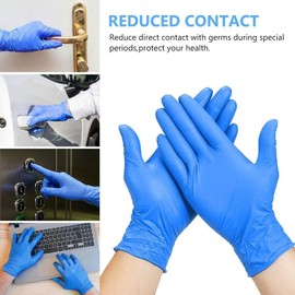 Disposable Gloves, 100Pcs Vinyl Gloves, Blue Vinyl Gloves, Powder Free, Latex Free, Kitchen, Food Safe, Extra Strong Gloves, Multi-Purpose Vinyl Gloves, Non-Sterile for All Purposes Gloves (XL)