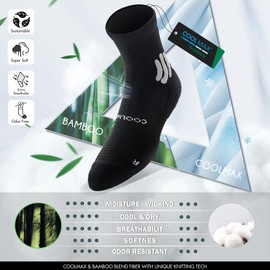 BRISIRA Coolmax Bamboo Viscose Compression Running Socks Men Women Anti Blister Athletic Hiking Tennis Golf Moisture Wicking