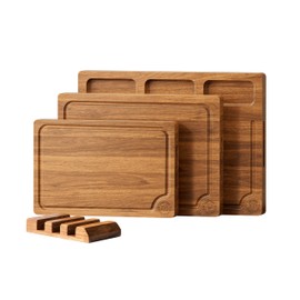 THETCHRY Acacia Wood Cutting Board,Large Wooden Cutting Board for Kitchen,Charcuterie Board with Deep Grooves&Built-in Handles, Chopping Board Set of 3 for Meat,Fruit Vegetable and Cheese