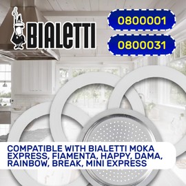 3 Pieces Coffee Pot Gasket and Complete with 1 Filter for 1 Cup Coffee Makers with Original Code 0800001 0800031 for Bialetti - MONTERAL