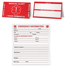 Dementia Medical Alert Contact Wallet Card (White)