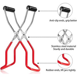 Stainless Steel Canning Funnel Set, Jar Funnel Lifter with Grip Handle for Wide Mouth and Regular Jars Mason Canning Funnel for Transferring Spices, Liquids, Beans, Jam (4PCS)