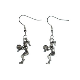 Miniblings Volleyball Player Earrings Volleyball Earrings – Handmade Fashion Jewellery I Earrings Silver Plated, Cotton