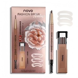 LiangNiShi Eyebrow Pencil, Ultra Fine Type, Waterproof, Sweat Resistant, Natural Eyebrow Makeup, Long Keep, Rotative, Dual-End Eyebrow Pen, Brush Included, Korean Cosmetics, Beginner, Won't Fall Off
