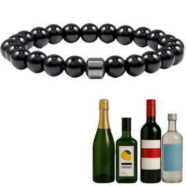 TACBSP TACBSP Glame Anti Alcohol Bracelet for Men Women Stop Drinking Alcohol Manifestation Hematite Adjustable Bracelet Set for Men Women Anxiety Stress Relief Gifts, Large, Alloy, no gemstone