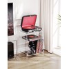 Acrylic Record Player Table with Storage Shelf, Clear Side Table