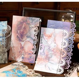 HACRAHO Lace Edged Scrapbook Stationery Paper Assorted Set, 4 Pack Colorful Scrapbook Paper Vintage Paper for Letter Writing Scrapbooking Junk Journal Supplies Collage Background