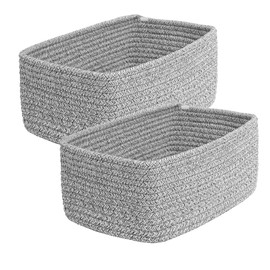 QFLQFL Small Woven Storage Basket,Medium Storage Baskets,Mini Cotton Rope Basket,For Shelves,Nursery,Office,Bathroom,And More–Perfect For Organizing&Décor
