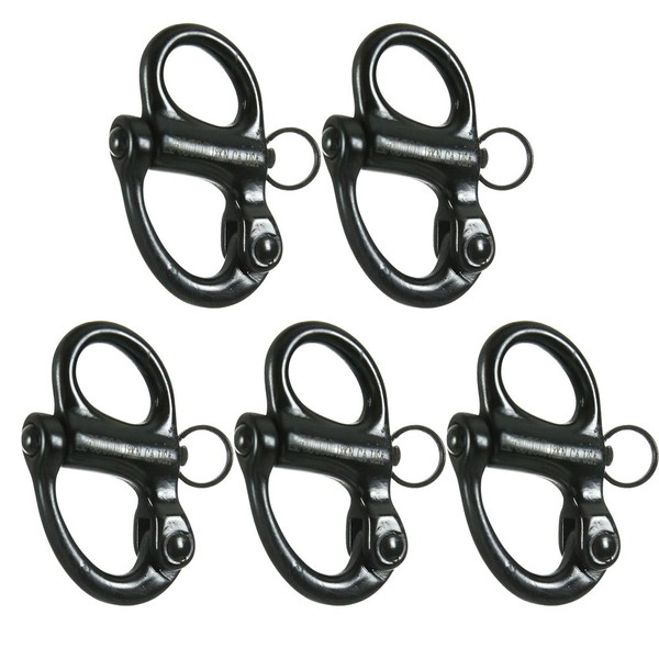 Fusion Climb Quick Release High Strength Snap Shackle 18KN Swedged Pull-Lock Mechanism Black 5-Pack