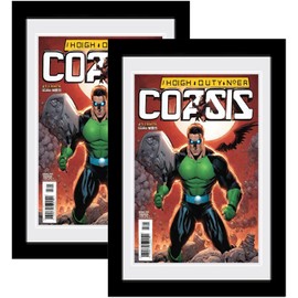 SparklyHome Comic Book Frame with Double white mat, 2 Packs, UV Protection, Black Frame for Current Comics up to 6 3/4" x 10 1/4", Fits with Comic Book Bags and Sleeves, Wall or Tabletop Display