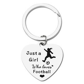 Sisadodo Football Keychains Gifts for Daughter Birthday Gift for Women Just a Girl Who Loves Football Keychain for Women Sports Party Favors Soccer Keyring for Women