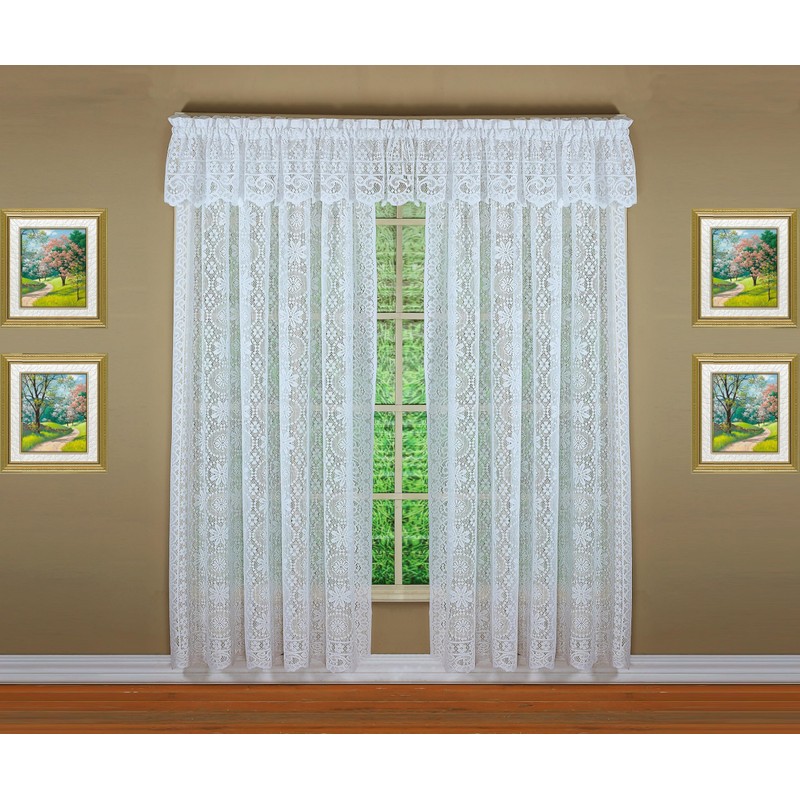 Today's Curtain Hopewell Premium Lace Panel 63", White, 58W x