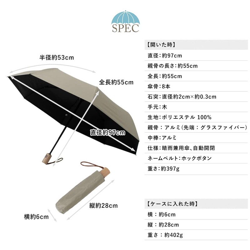 VITAFELICE vnsz-619z Women's Folding Parasol for Rain or Shine, Automatic