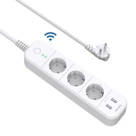 Tenda SP15 Intelligent WiFi Power Strip with 3 Slots and 2 USB Ports, Multiple Socket, Surge Protection, Schedules, Timer, App Control, Voice Control, Alexa & Google Home