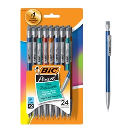 Xtra-Precision Mechanical Pencil Metallic Barrel Fine Tip (0.5mm) - 24 Pack - Smudge Free & Erase Clean New Edition
