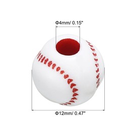 PATIKIL 12mm Sports Ball Beads, 50 Pcs Acrylic Softball Beads Bulk Round Sports Spacer Beads for DIY Crafts Bracelet Necklace Making, Red White