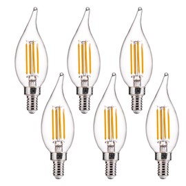 FLSNT LED Candelabra Bulbs, Dimmable CA11 E12 LED Chandelier Light Bulbs, 2700K Soft White, 4W (40W Equivalent), 450LM, 6 Pack UL,CA65 Listed.