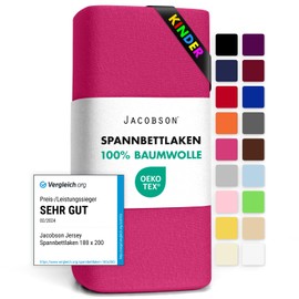 Jacobson Jersey Fitted Sheet, Cotton Bed Sheet (60 x 120 - 70 x 140 cm, Pink)