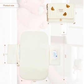 Portable Diaper Changing Pad, with, for Newborn Girl & Boy with Smart Wipes Pocket, Easy-Clean, Waterproof, Soft, Comfortable Foldable Baby Changing Pad (Bear)