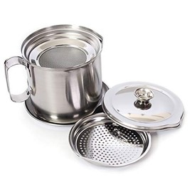 Made in Japan, Double Pan, All Stainless Steel Oil Pot with Saucer Tray