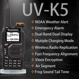 Quansheng UV-K5 Radio USB-C Charging Dual Band Two Way Radio Long Range for Adult 5W Long Range Handheld Radio NOAA Scrambler/DTMF One Key Copy Frequency