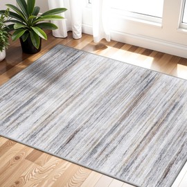 WIEVEDENS 2x3 Small Washable Area Rug: Non-Slip Indoor Door Mat for Entrance Doorway Kitchen Bedroom Living Room - Abstract Farmhouse Throw Rug for Modern Home Decor Beige Grey